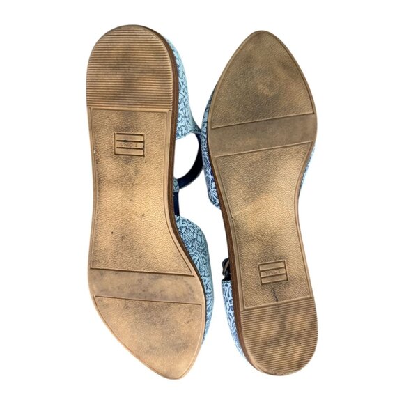 TOMS Jutti T-Strap Flats Blue Tiles Mosaic Tapestry Pattern Comfort Shoes 8.5W - Picture 8 of 11
